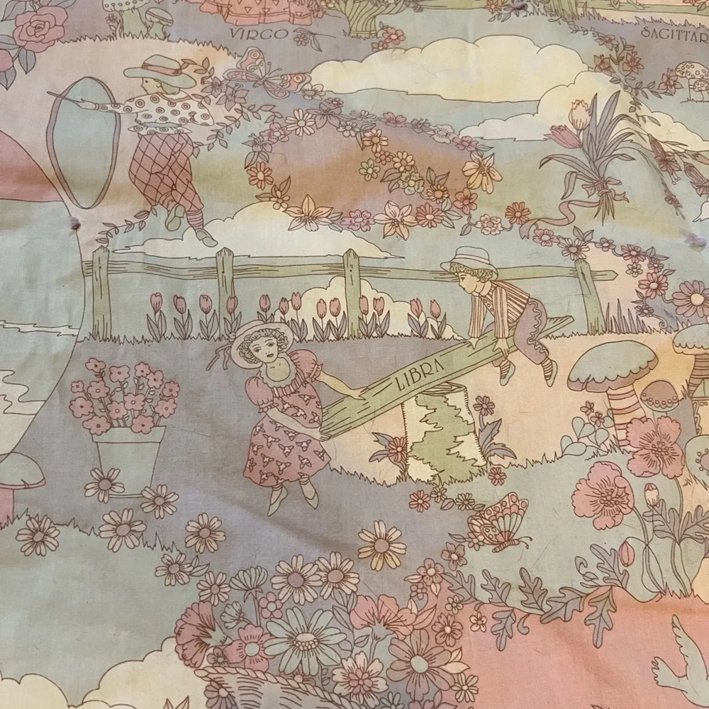 Kaiwai Pink Purple Children Victorian Astrology Lap Quilt Pastel 53” x 40”